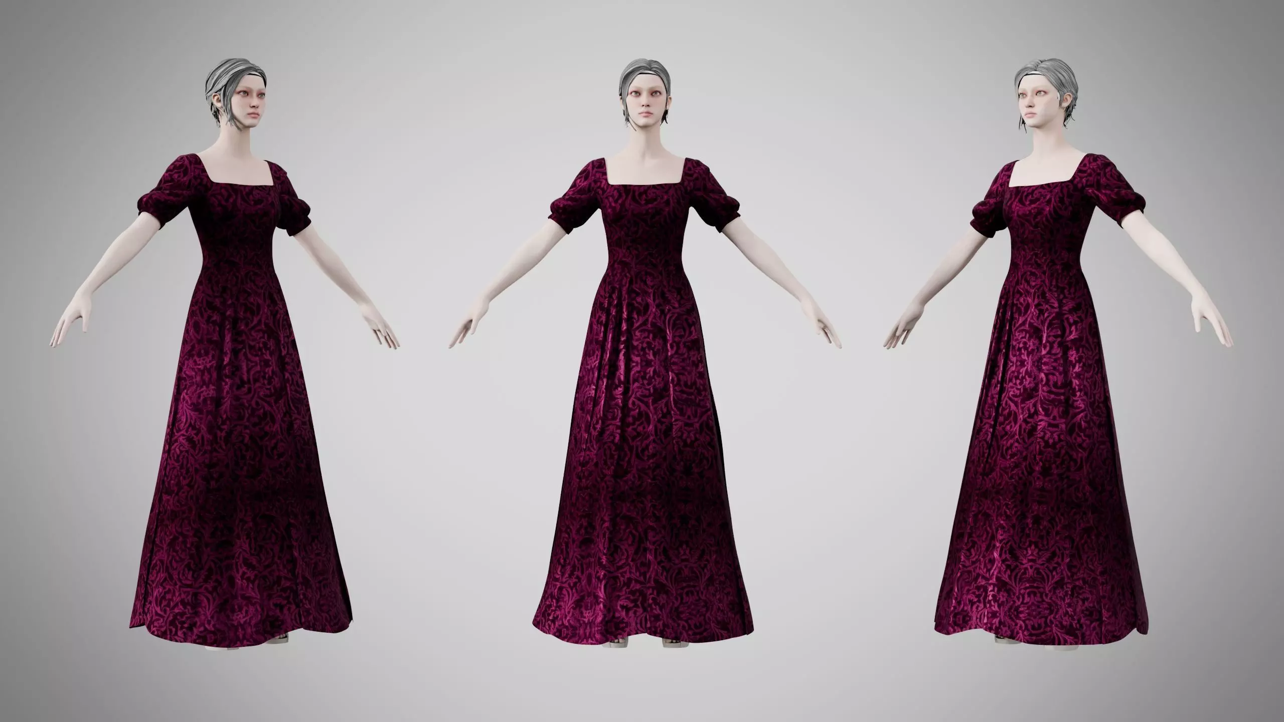 Dress 27 Velvet Plum Dream Low-poly 3D model