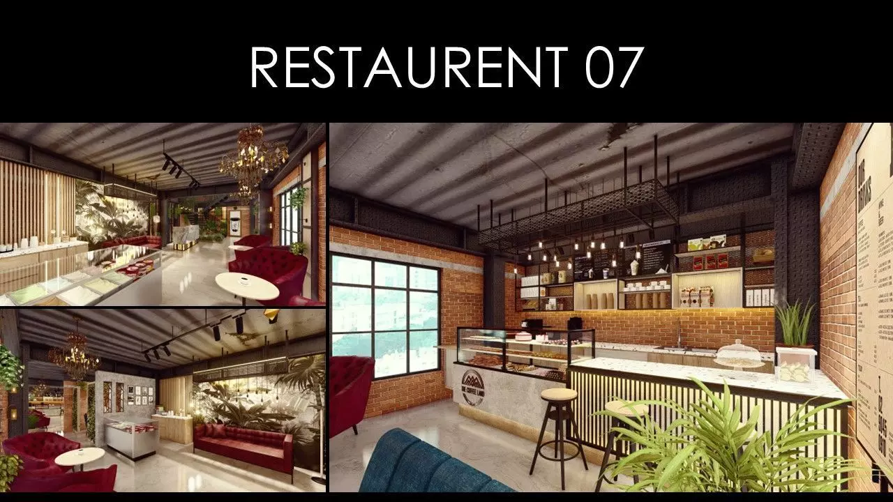 MORDERN RESTAURENT 07 INTERIOR Low-poly 3D model