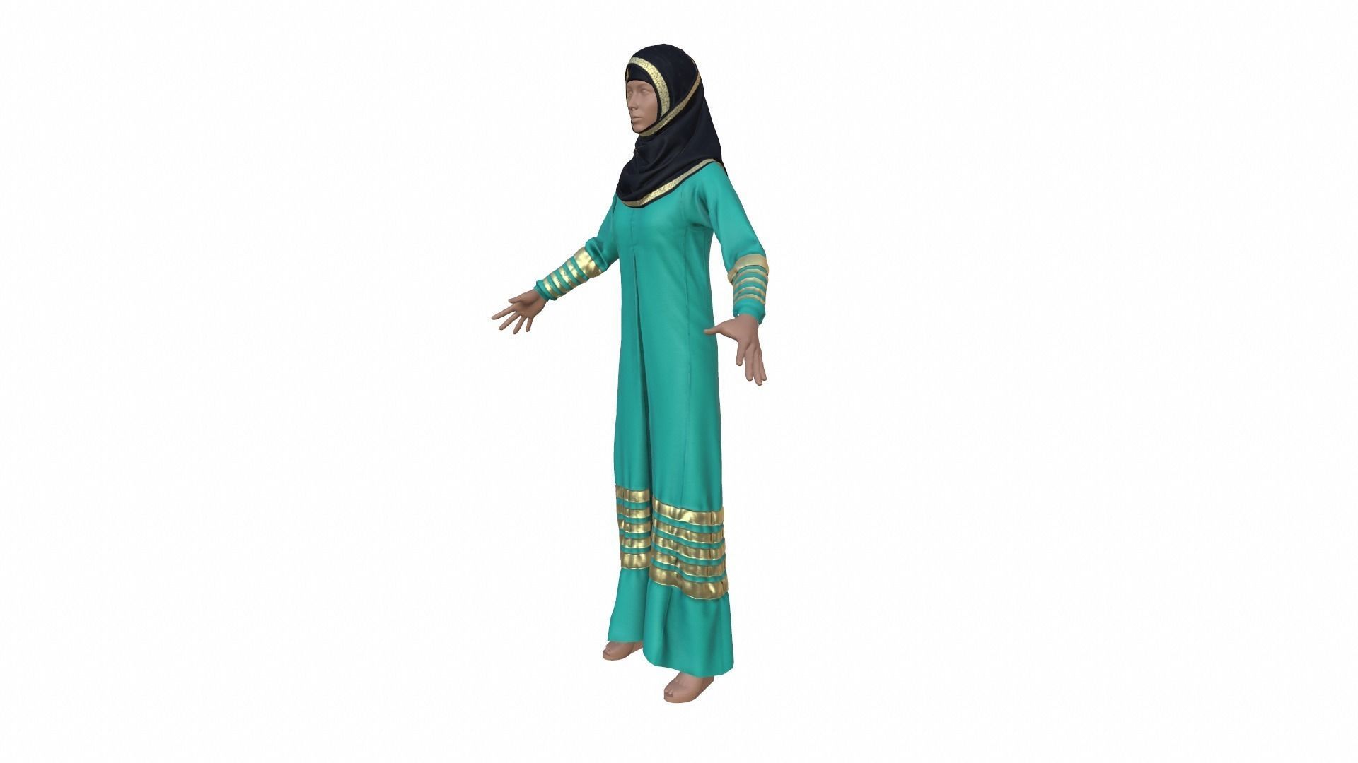 Arabic Dress Low-poly 3D model_4