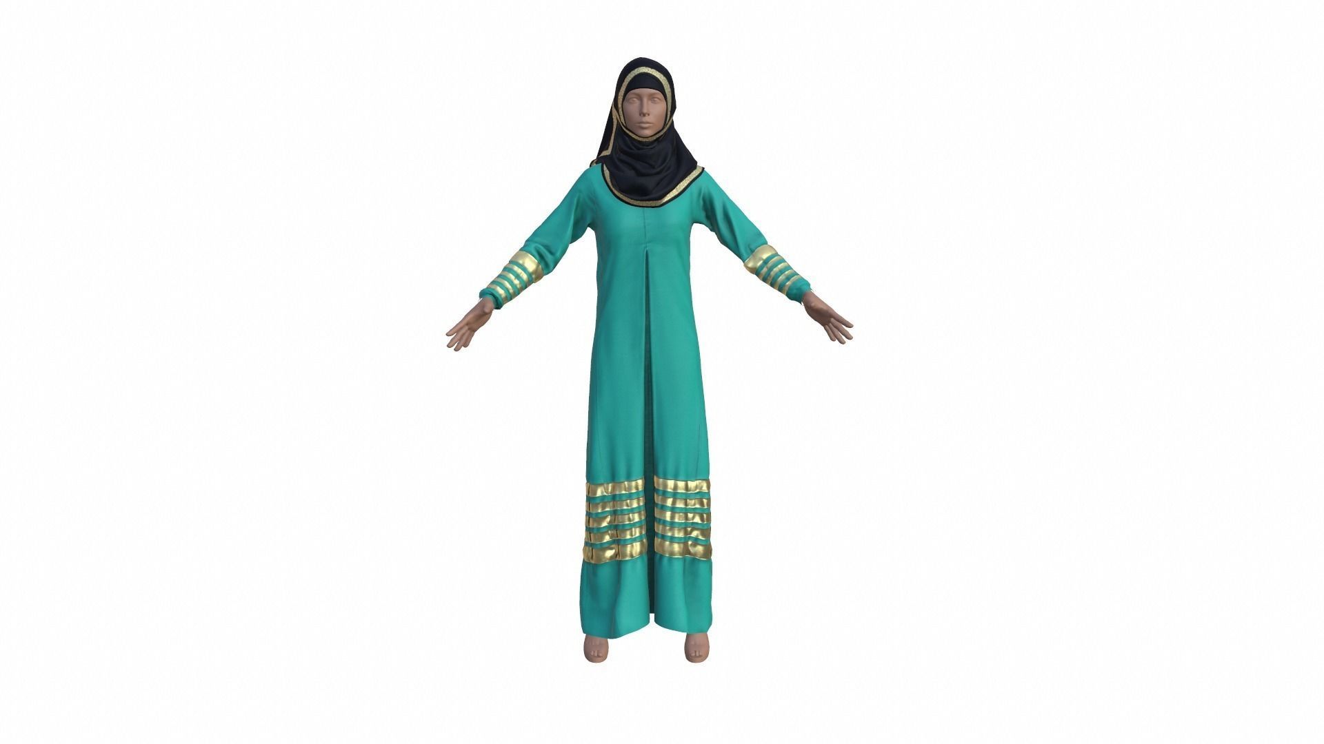 Arabic Dress Low-poly 3D model_1