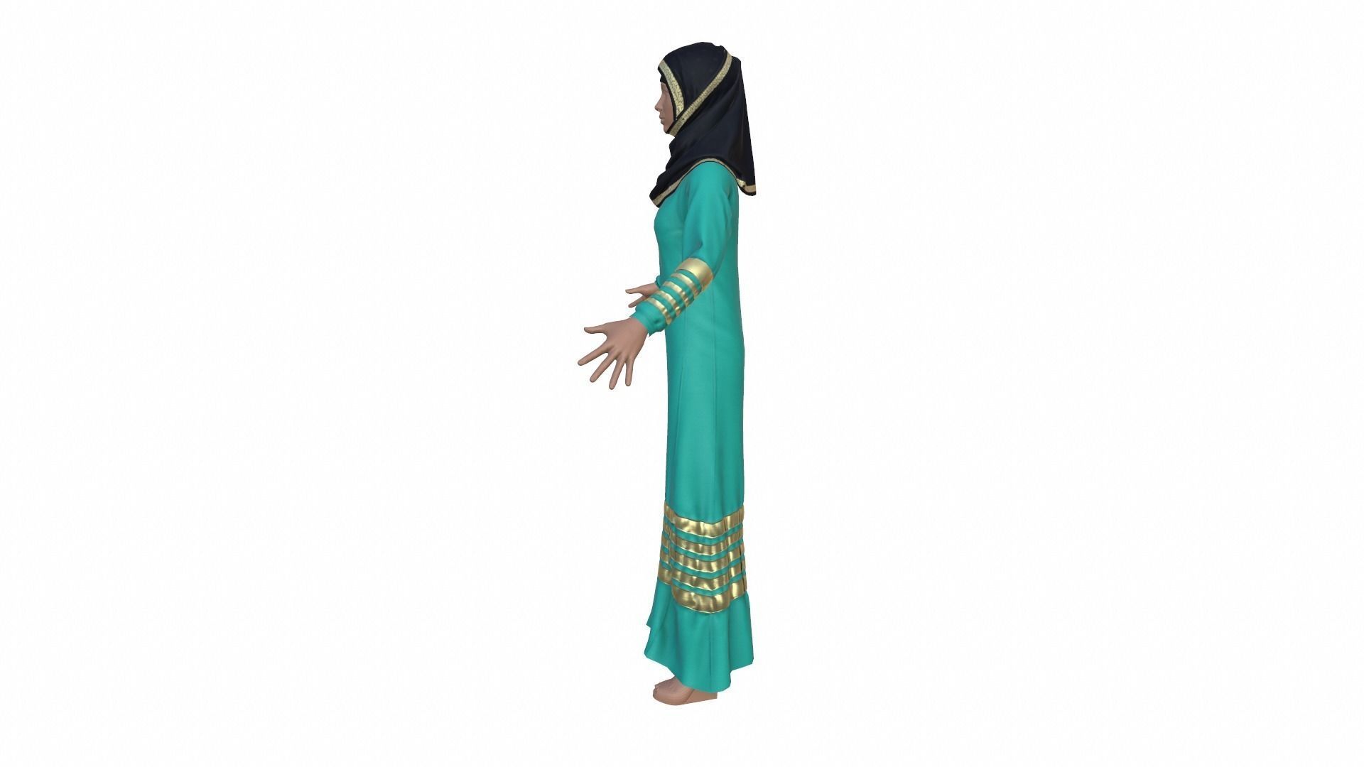 Arabic Dress Low-poly 3D model_5