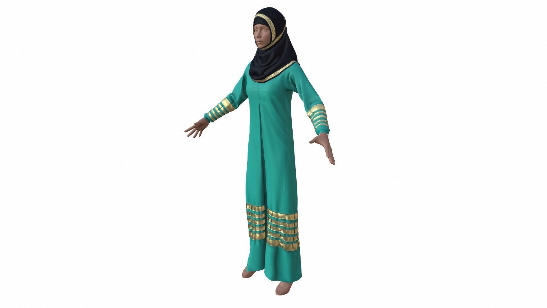 Arabic Dress Low-poly 3D model_2
