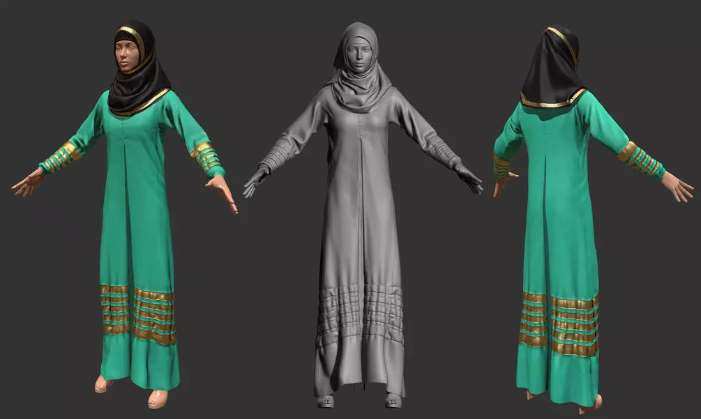 Arabic Dress Low-poly 3D model_0