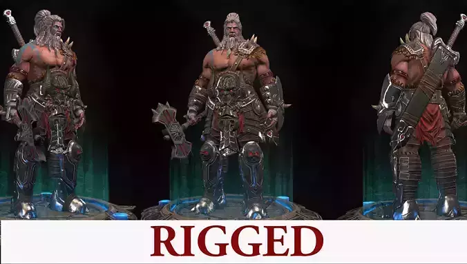 Barbarian Rigged Low-poly 3D model
