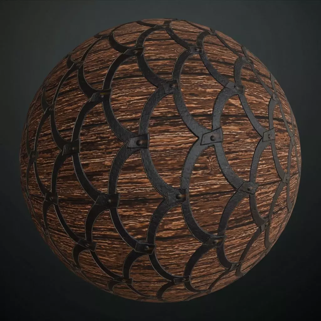 Wooden Metal Iron Guard PBR Seamless Texture