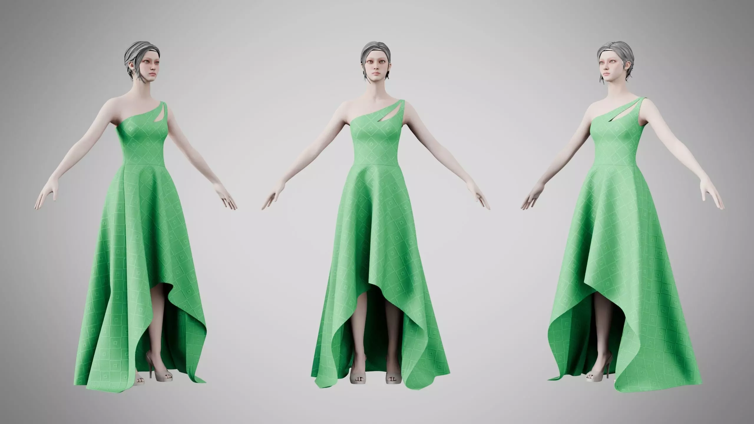 Dress 28 Bud Green Low-poly 3D model