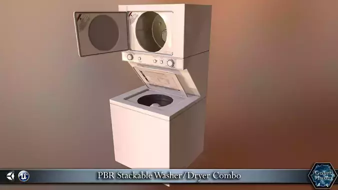 PBR Washer-Dryer Combo Low-poly 3D model