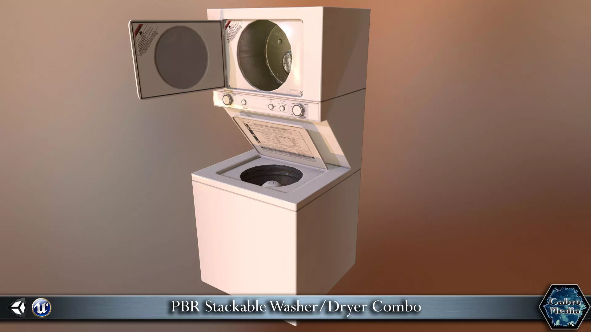 PBR Washer-Dryer Combo Low-poly 3D model_0