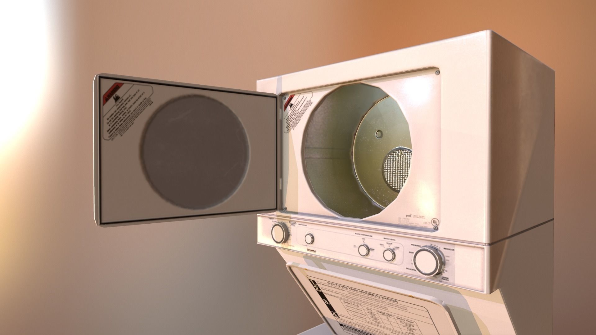 PBR Washer-Dryer Combo Low-poly 3D model_5