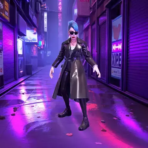 Wiry Cyberpunk Netrunner Neon 3D Character