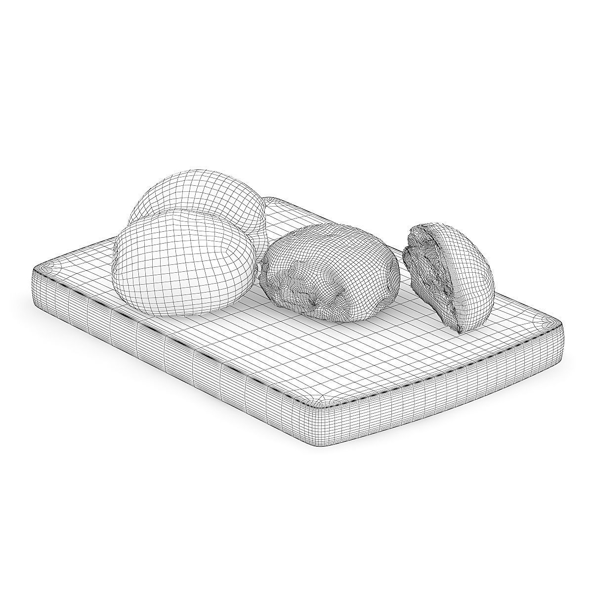 Sliced Bun with Poppy Seeds on Wooden Board 3D model_1