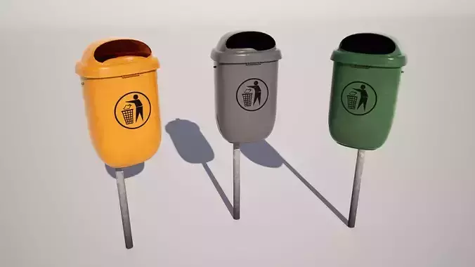 Street Trash Bin Low-poly 3D model