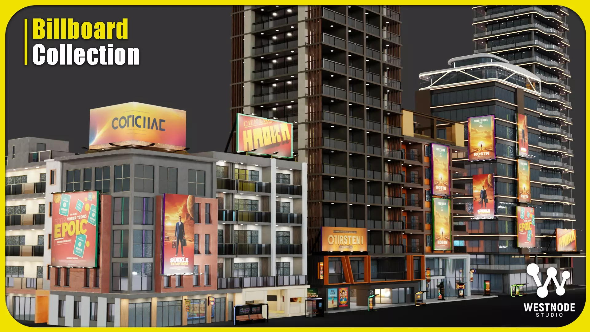 PBR - Low-Poly City Billboard Asset Low-poly 3D model