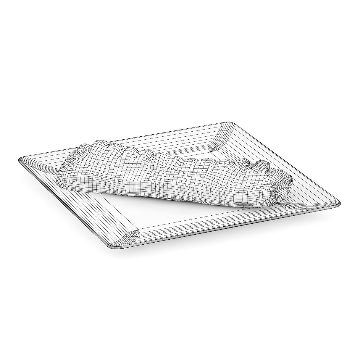 Sausage Roll on White Plate 3D model_1
