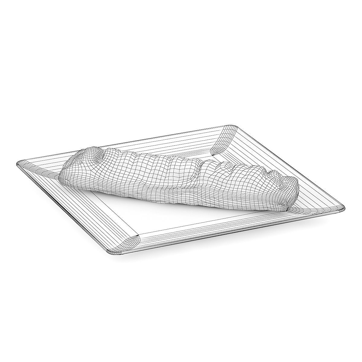 Sausage Roll on White Plate 3D model_3