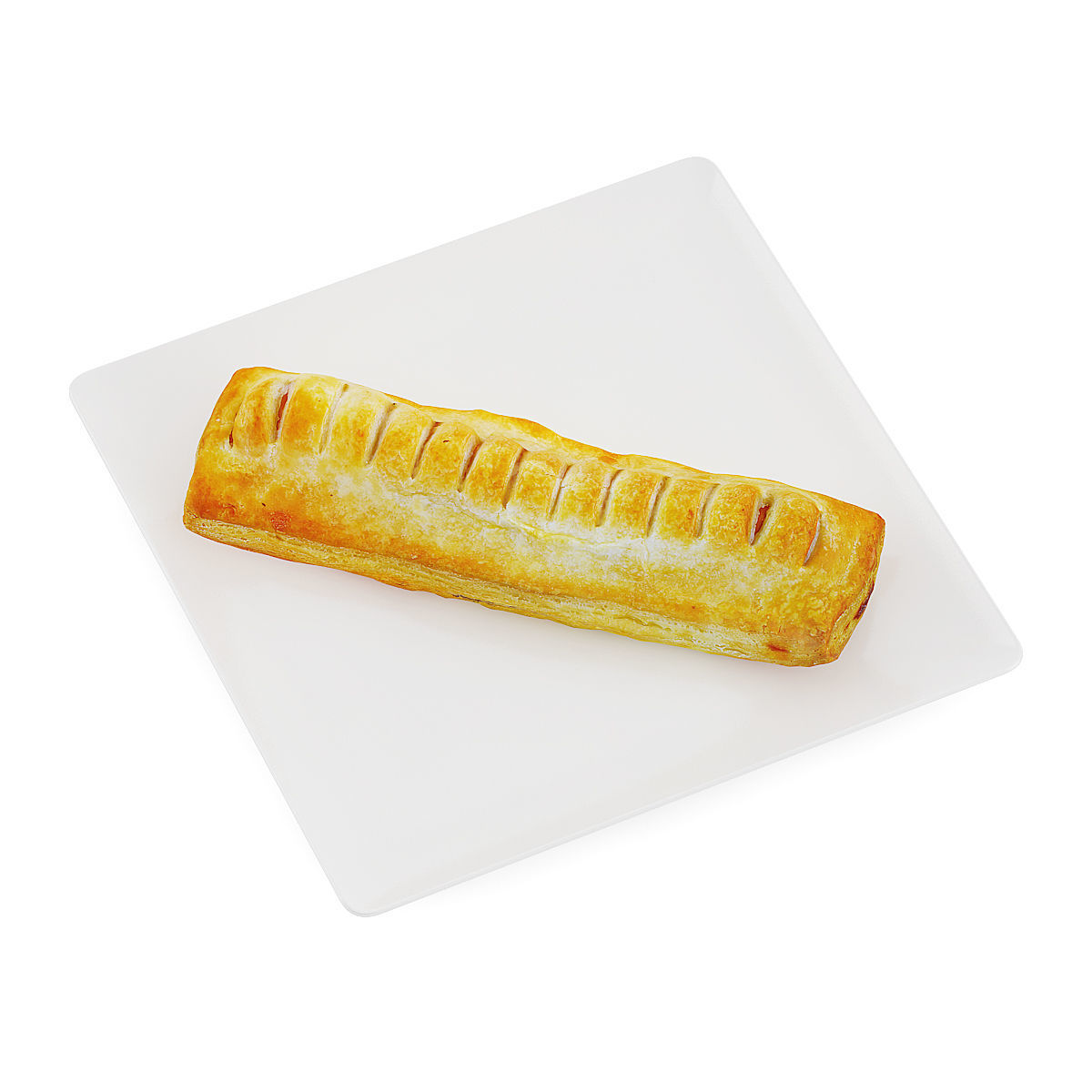 Sausage Roll on White Plate 3D model_4
