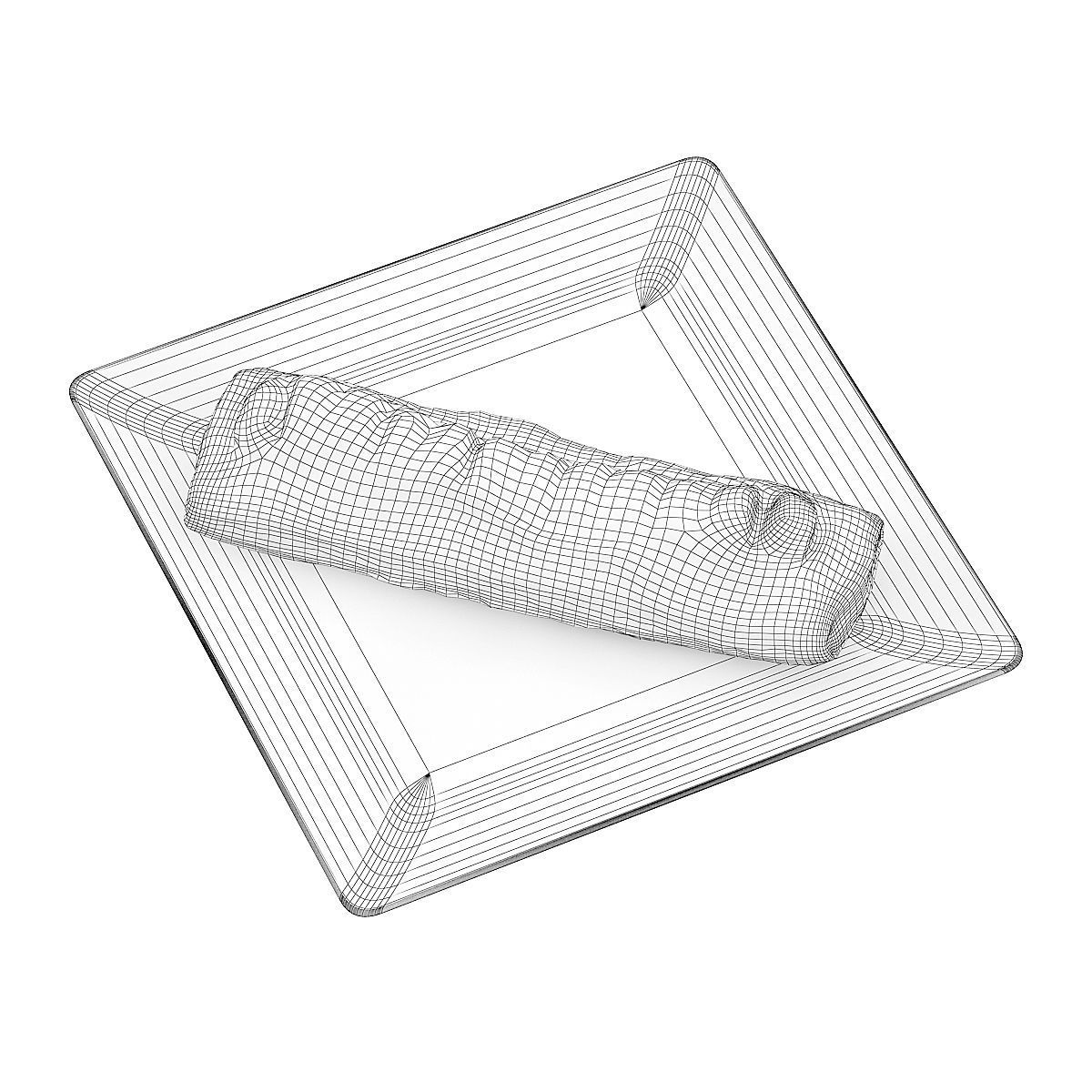 Sausage Roll on White Plate 3D model_5