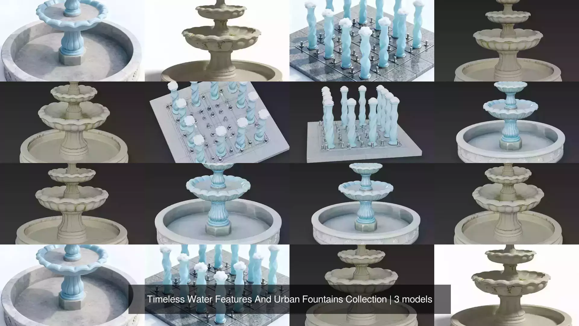 Timeless Water Features And Urban Fountains Collection 3D Model Pack
