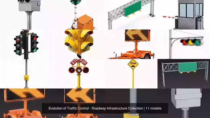 Evolution of Traffic Control - Roadway Infrastructure Collection 3D Model Pack