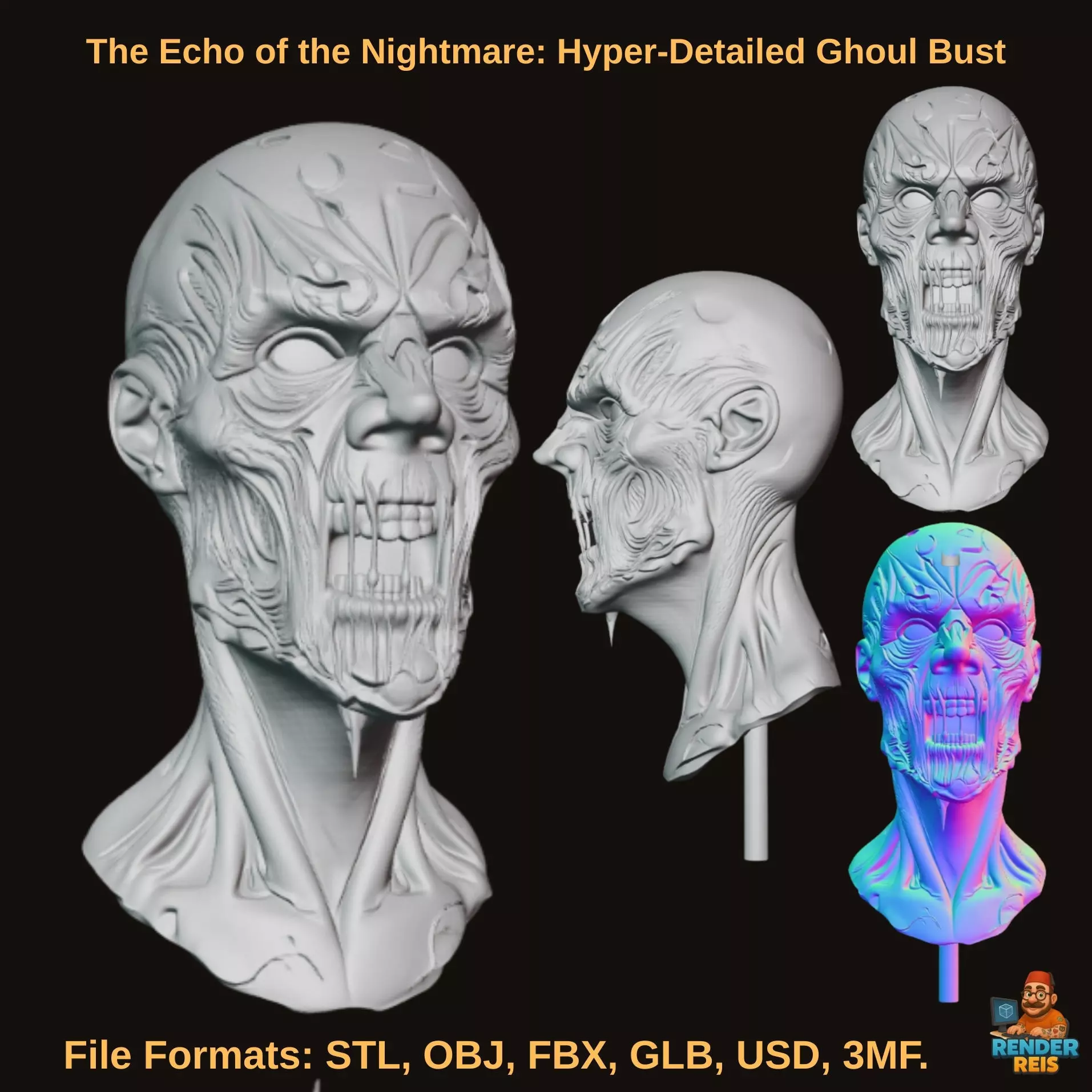 The Echo of the Nightmare Hyper Detailed Ghoul Bust 3D print model