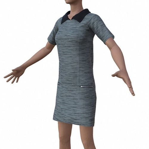 FemaleDress mannequin wearing dress Free low-poly 3D model