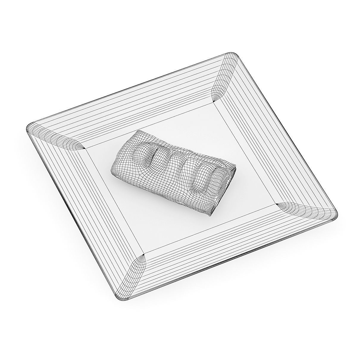 Slice of Sausage Roll on White Plate 3D model_5