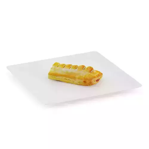 Slice of Sausage Roll on White Plate