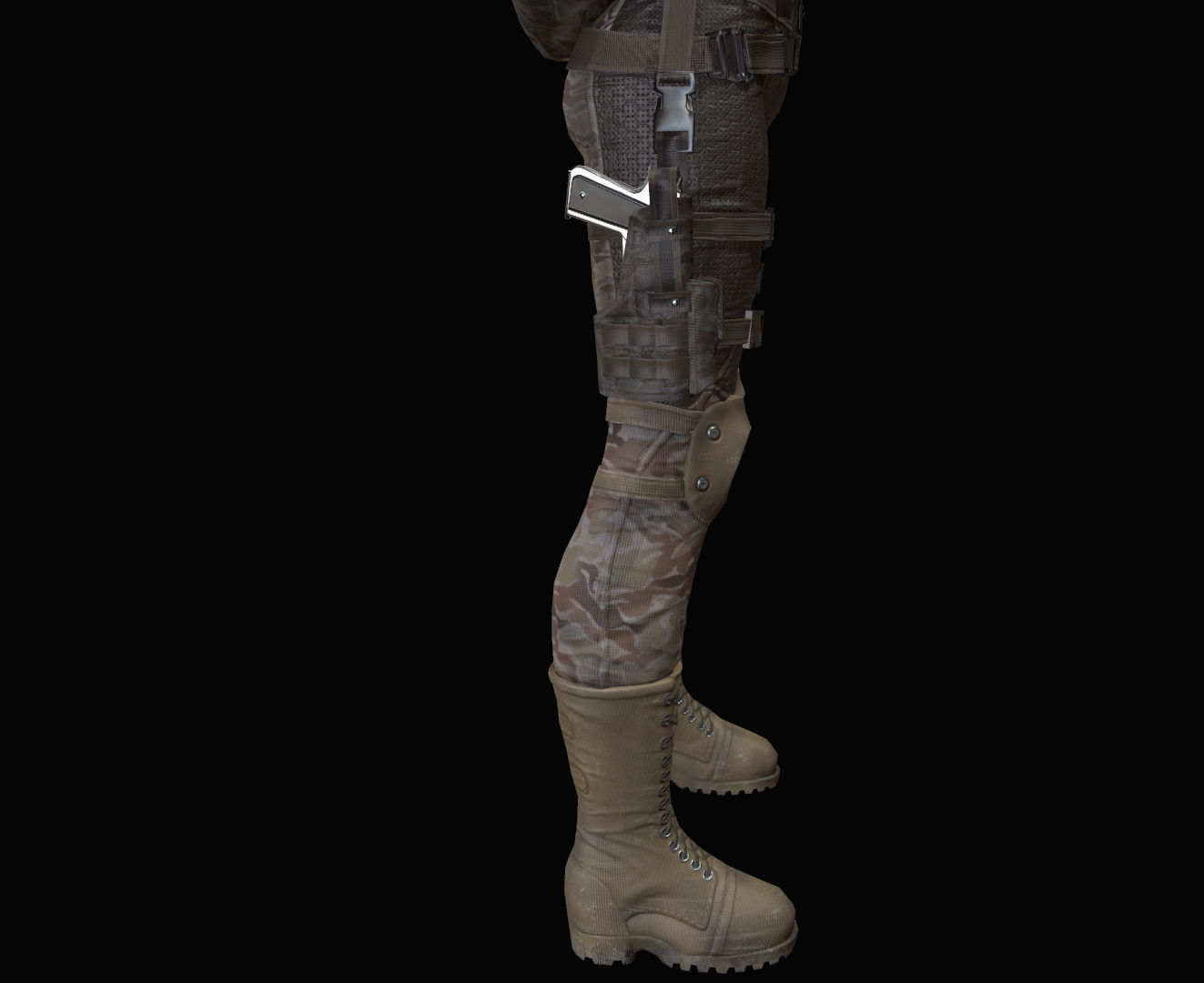 Female Soldier Rigged Low-poly 3D model_5