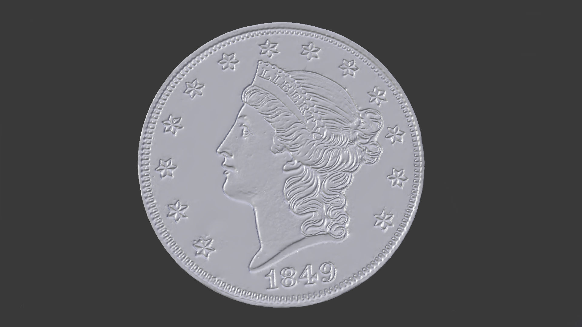 1849 Liberty Double Eagle  US Coin 1849 3D print model_3