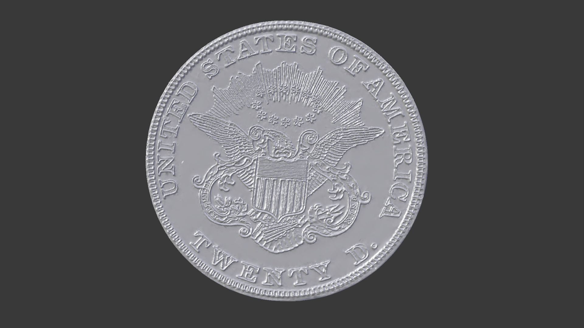 1849 Liberty Double Eagle  US Coin 1849 3D print model_2