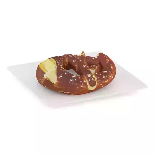 Halved Pretzel on White Plate