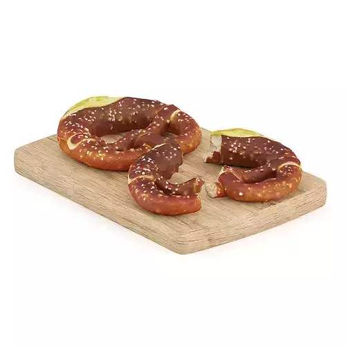 Pretzels on Wooden Board