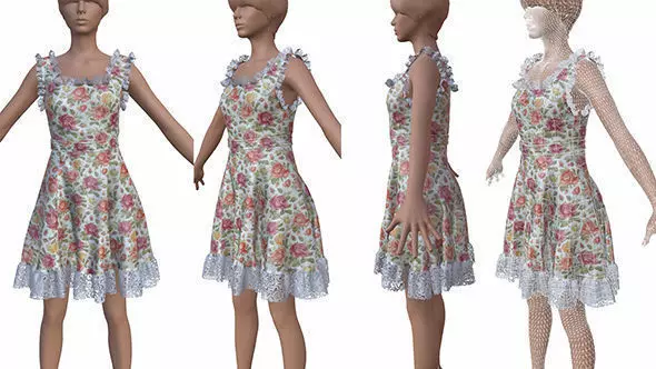 Dress sims mannequin Free low-poly 3D model