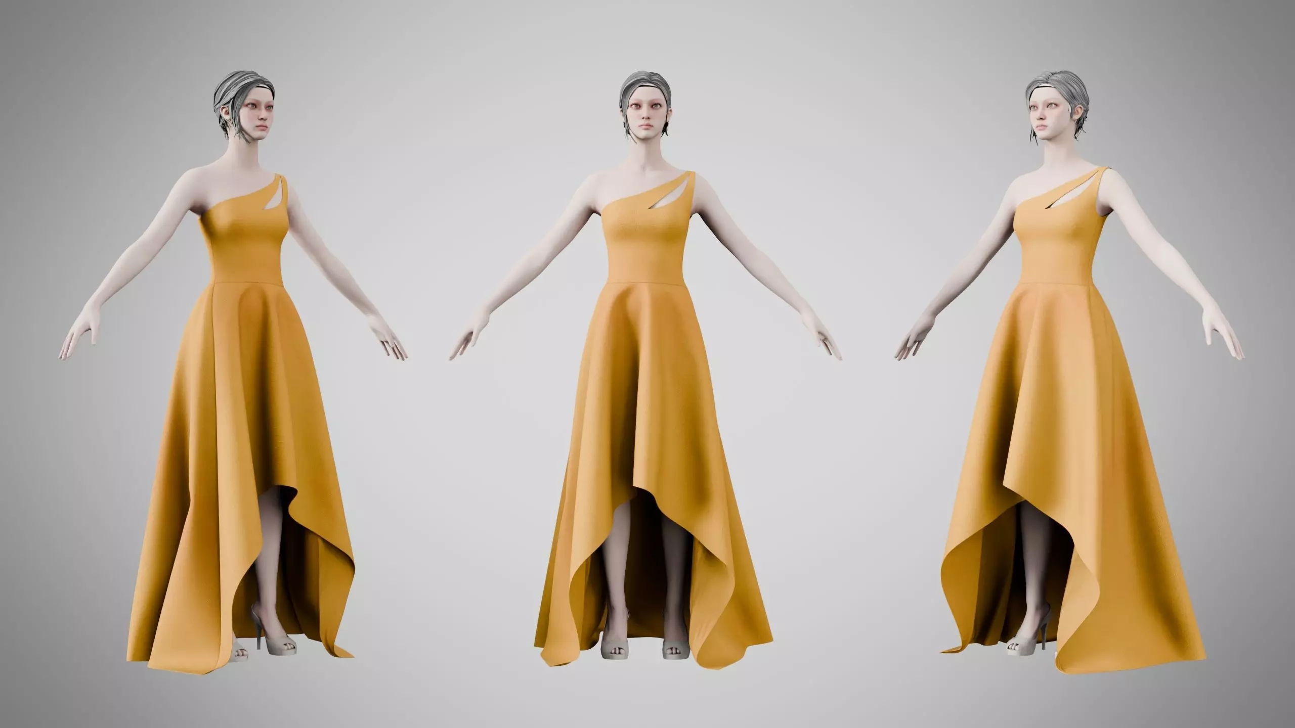 Dress 28 Amber Glow Low-poly 3D model