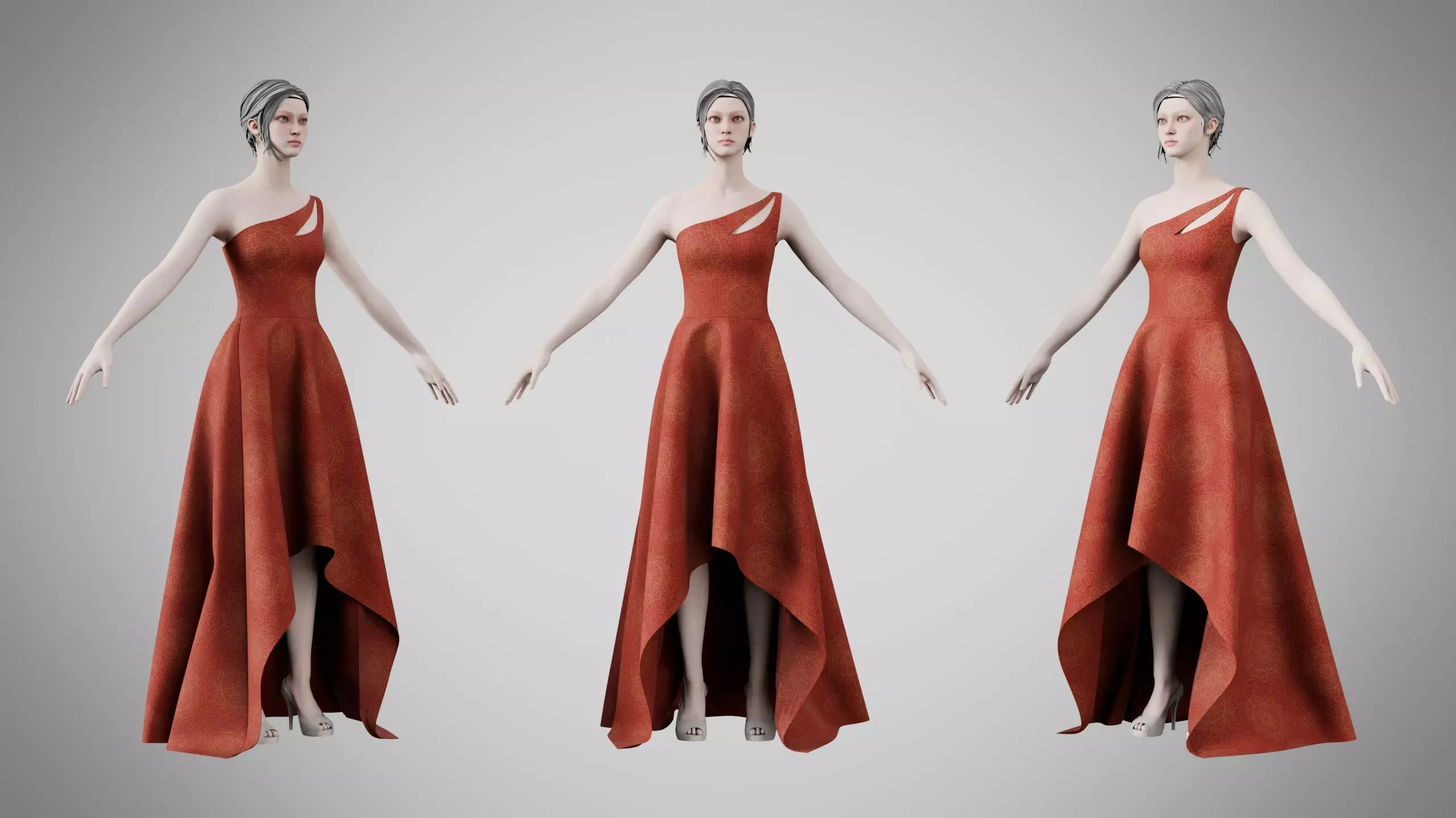 Dress 28 Crimson Mandala Brocade v2 Low-poly 3D model