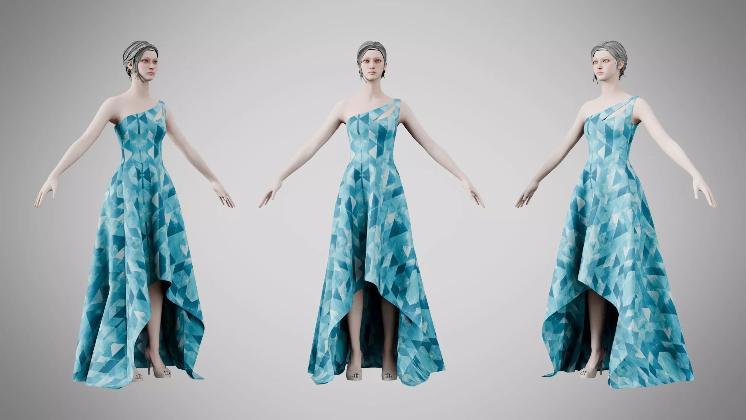 Dress 28 Oceanic Mosaic v2 Low-poly 3D model