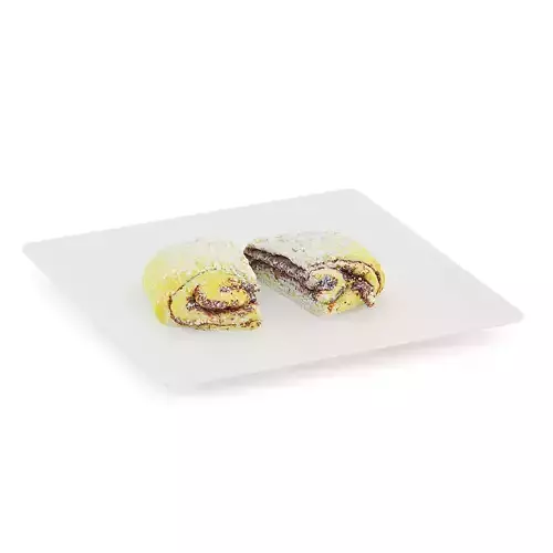 Halved Sweet Bun on White Plate