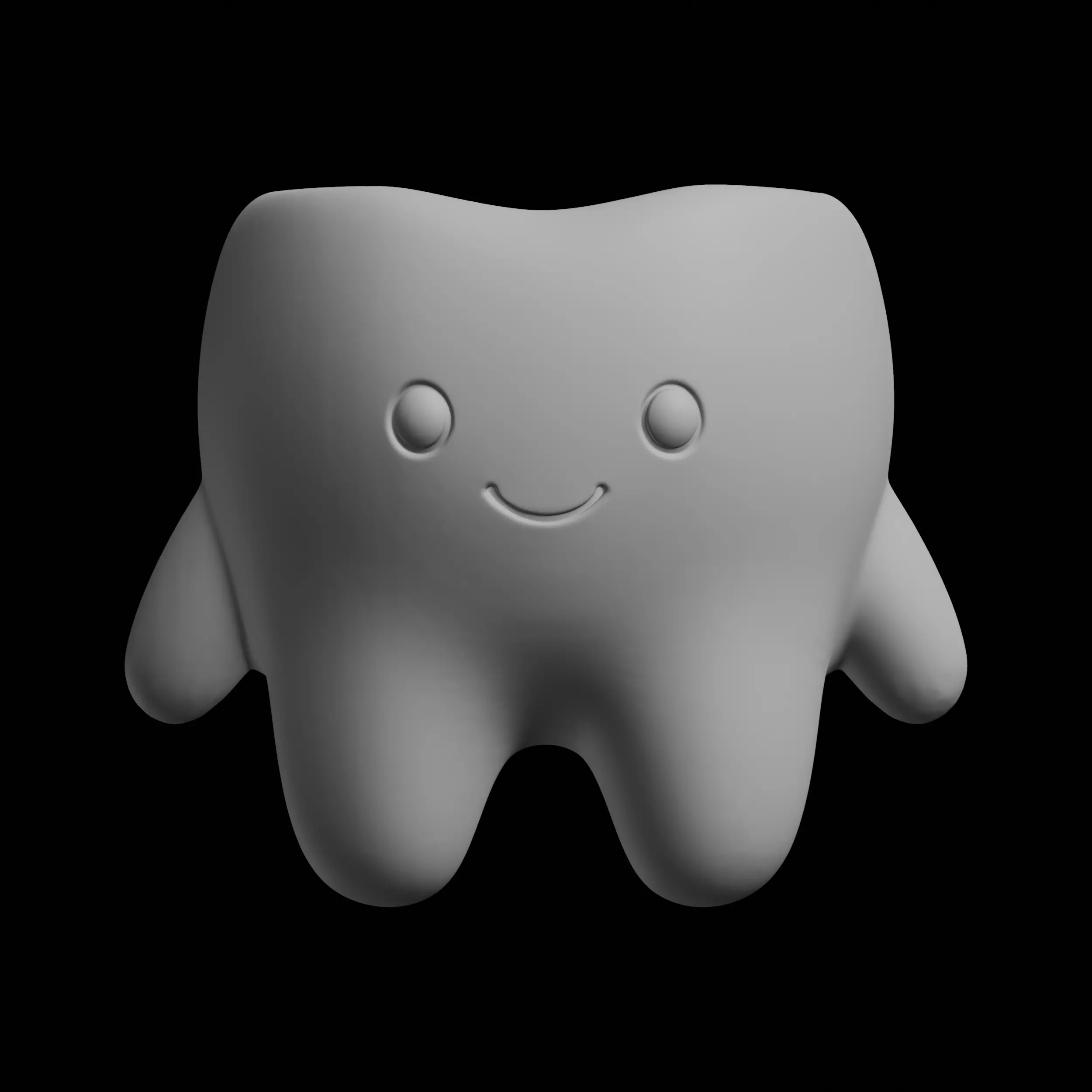 Cute Smiling Tooth Cartoon Character 3D Model 3D print model