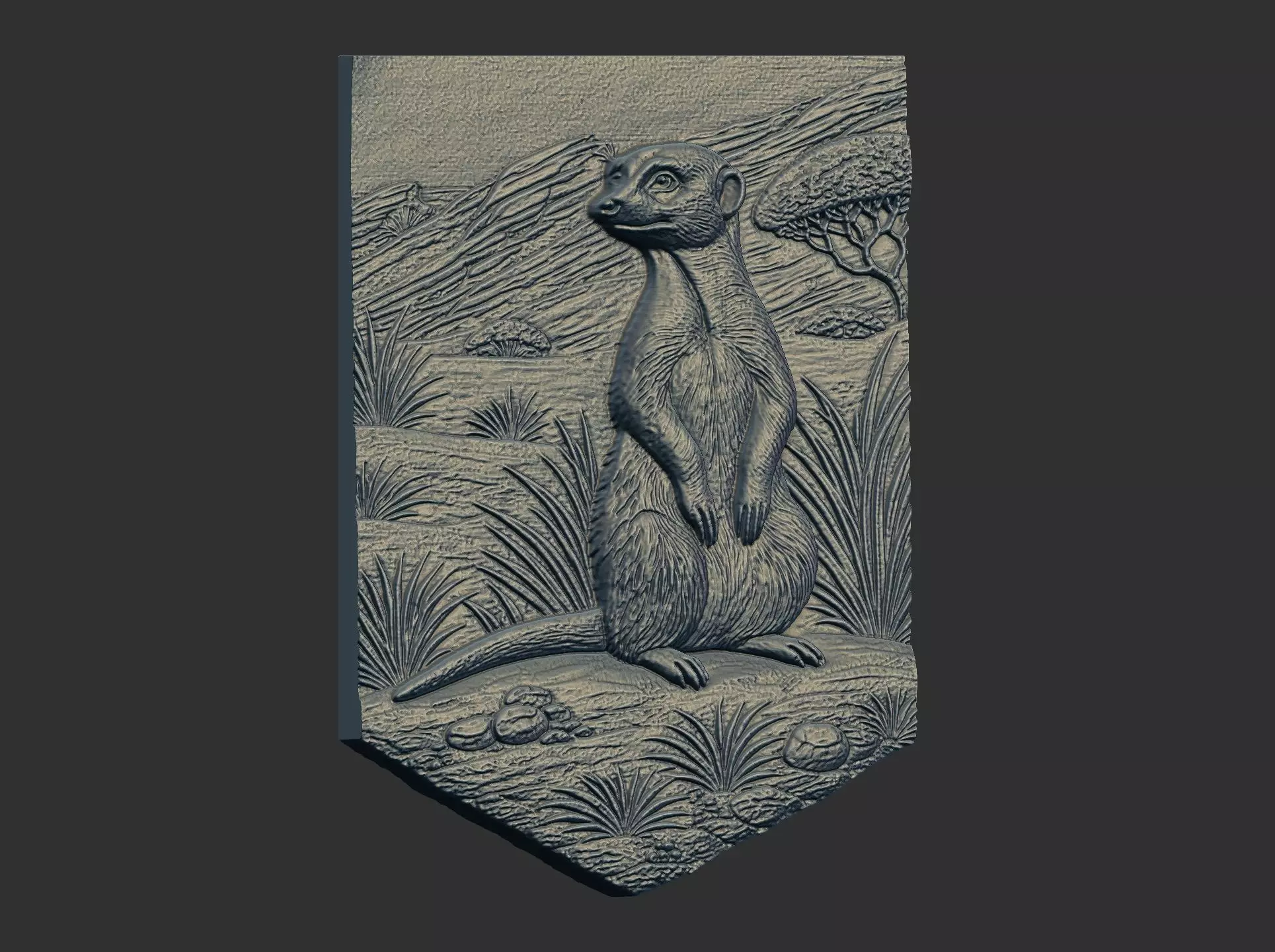Detailed Meerkat Engraving Illustration 3D print model