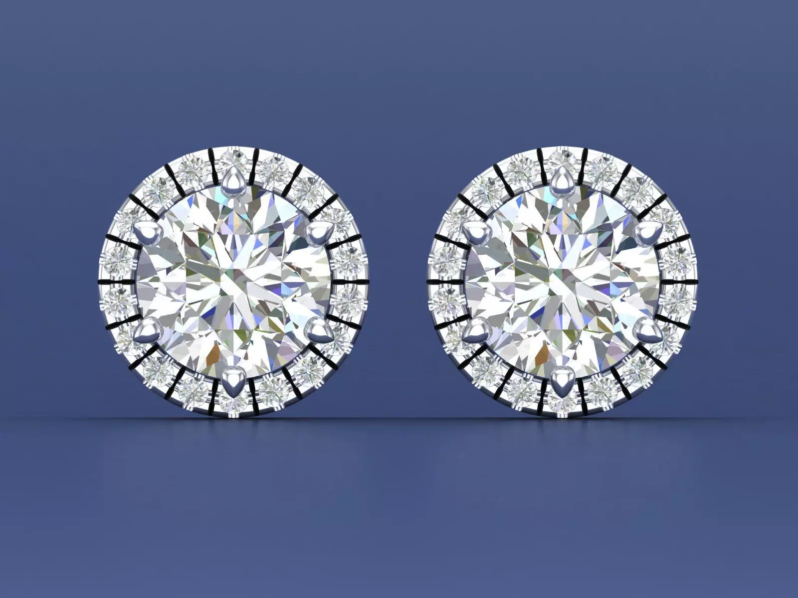 Classic 1 Carat Diamond Stud Earrings 3D CAD Jewelry Design 3D print model