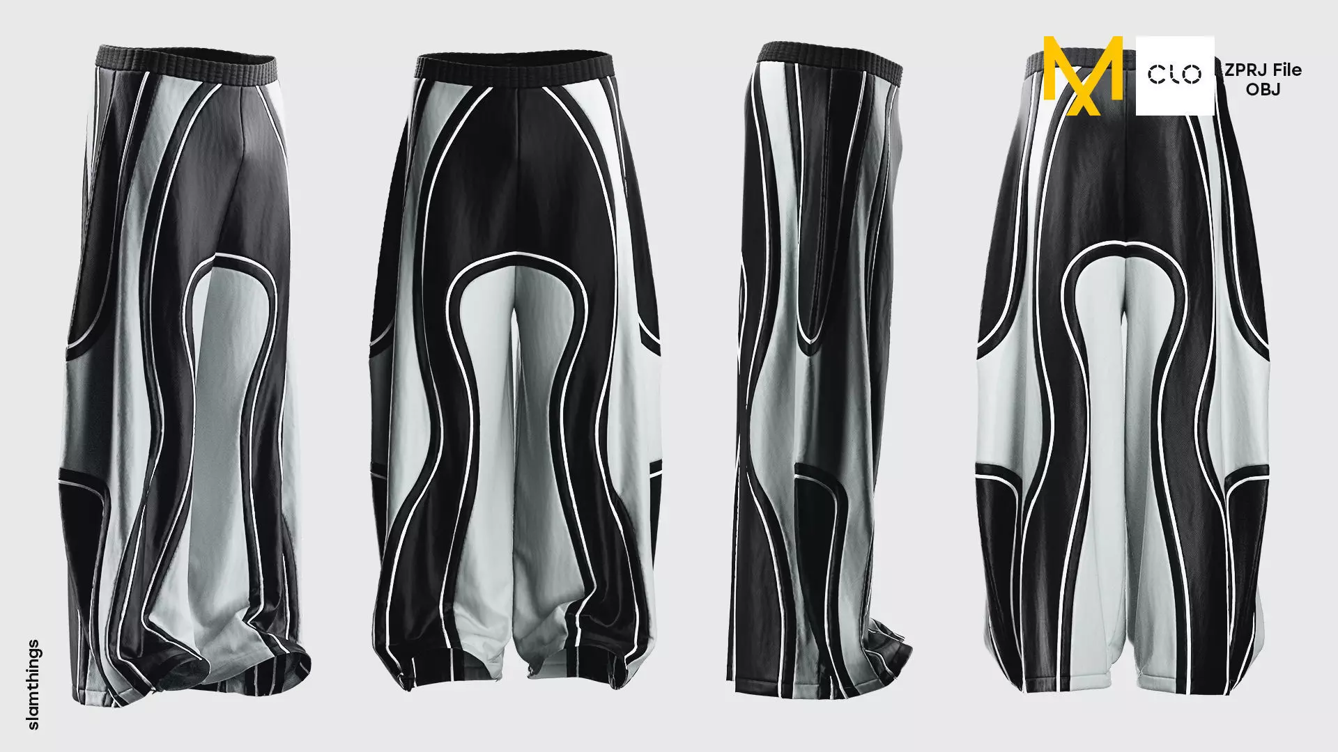 Streetwear Nylon Baggy Pants Model 056 3D model