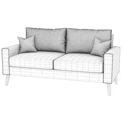 Modern 2-Seater Fabric Sofa 3D model 6