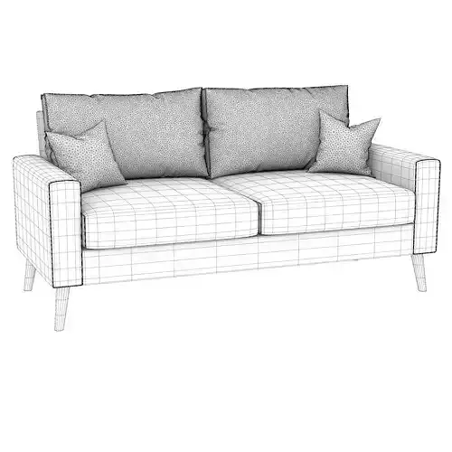 Modern 2-Seater Fabric Sofa 3D model 4