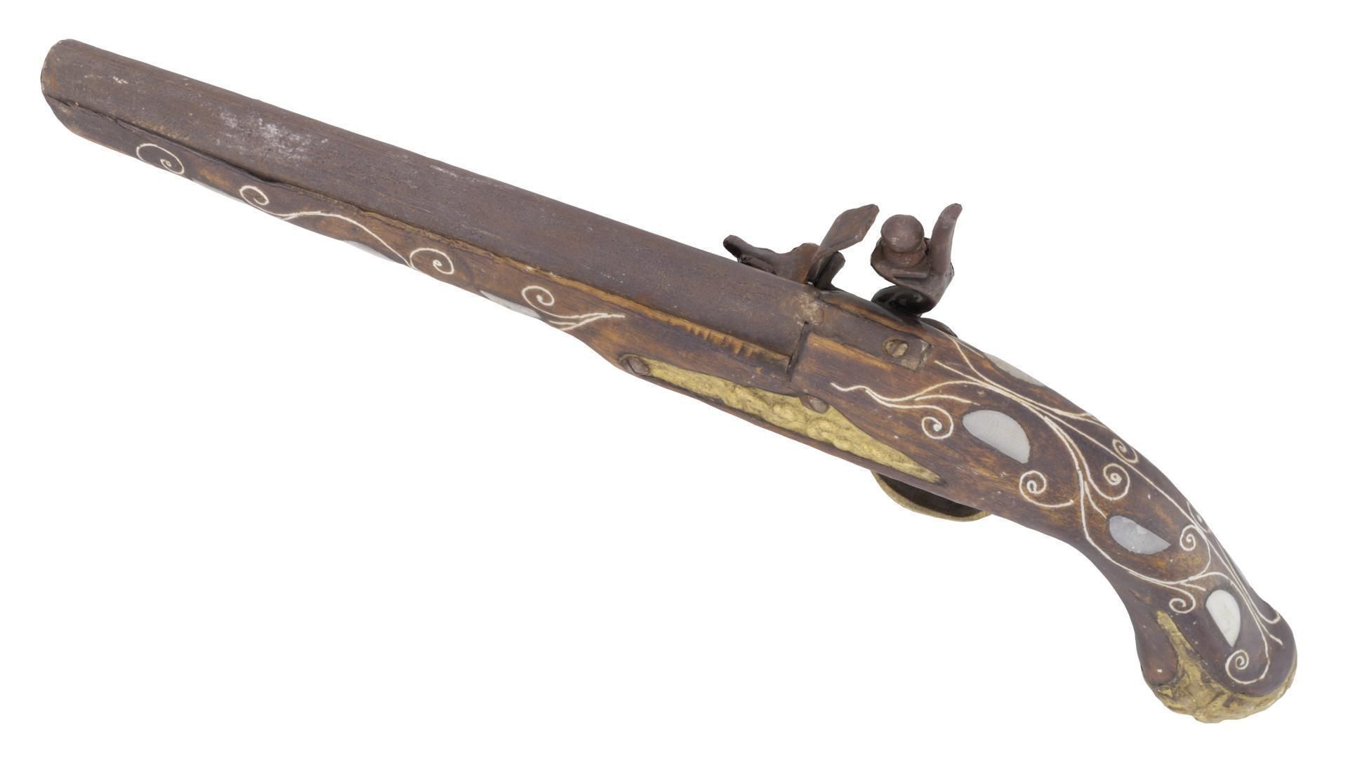 Flintlock Pirate Pistol - High and Low Poly versions Low-poly 3D model_2
