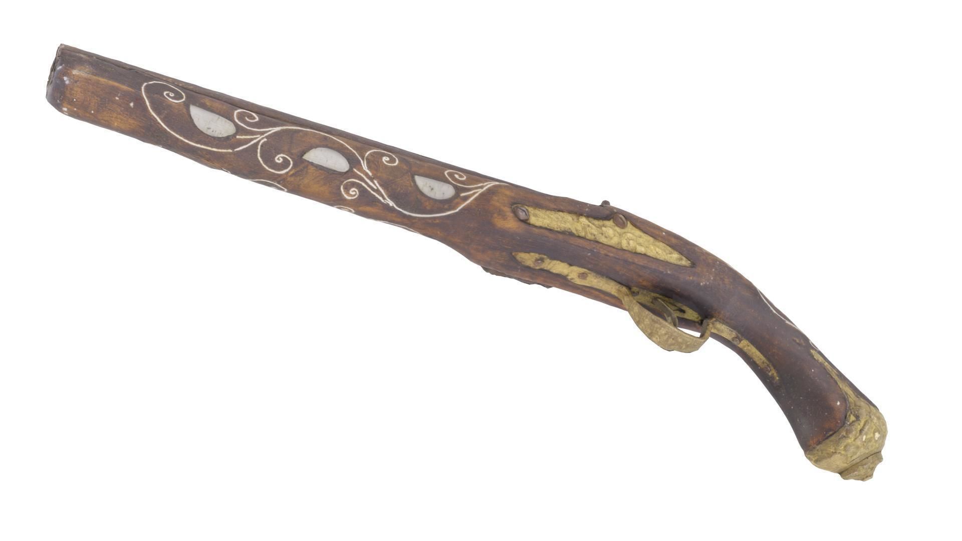 Flintlock Pirate Pistol - High and Low Poly versions Low-poly 3D model_3