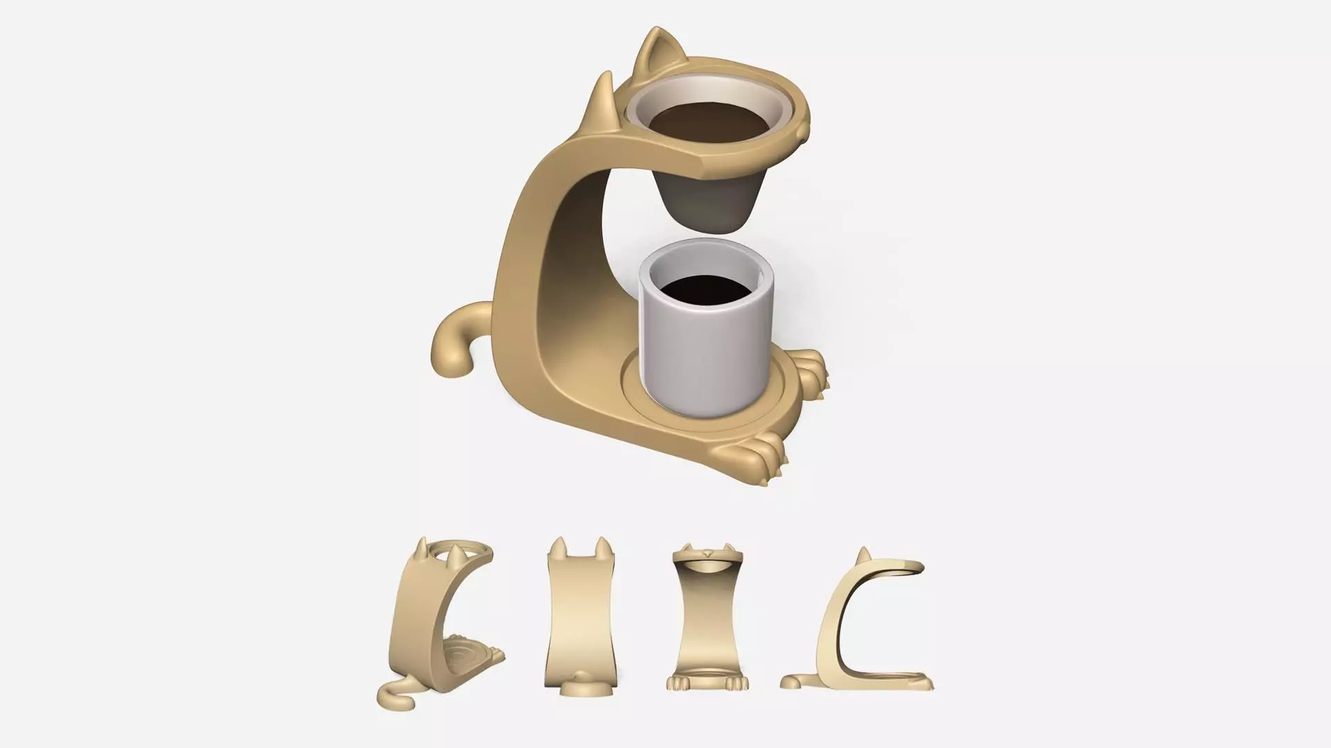 Cute Cat Coffee Maker - Individual Filter Support 3D print model