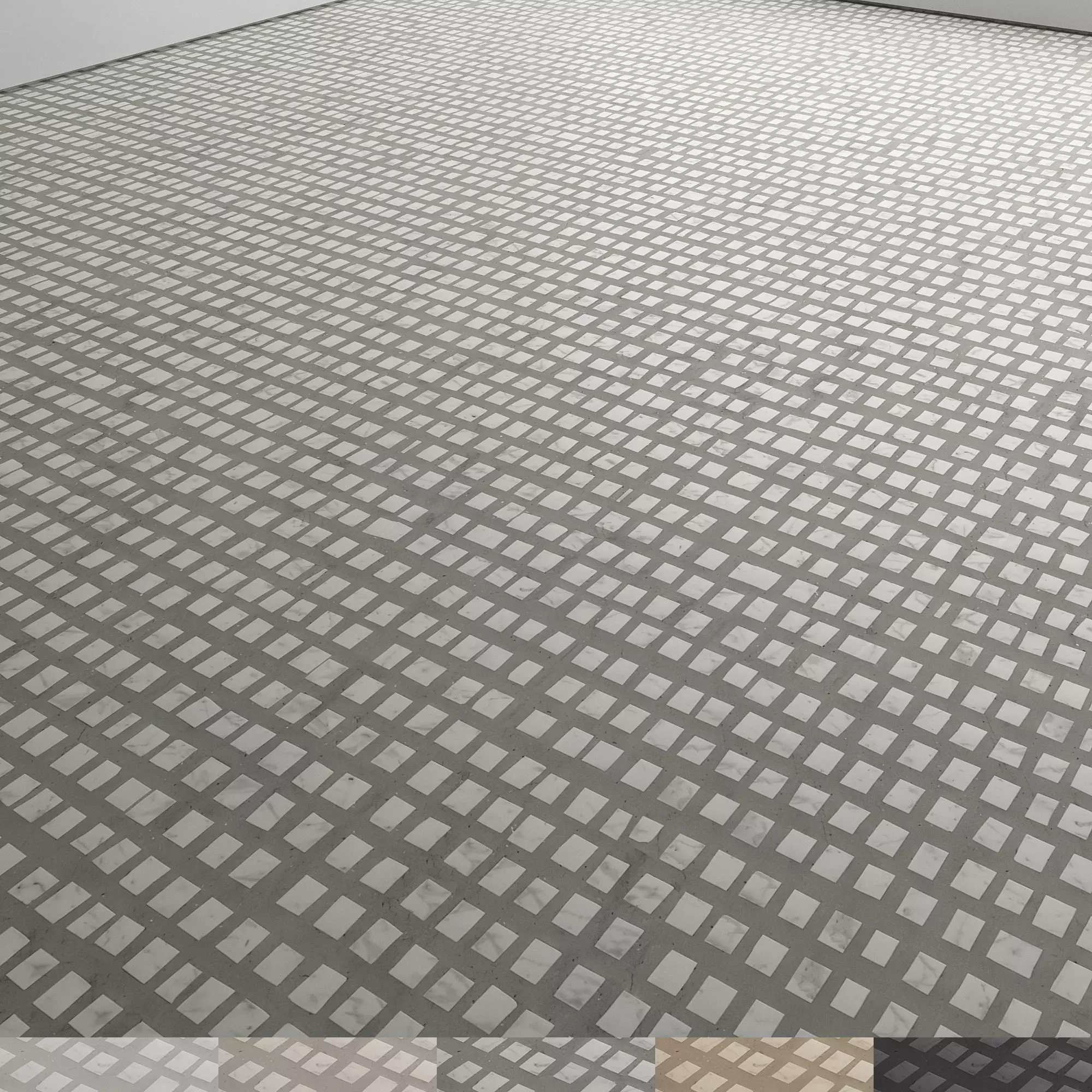 Floor Mosaic Square White on Gray 03 Texture