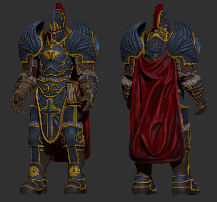 Paladin knight in armor with hammer Low-poly 3D model_5