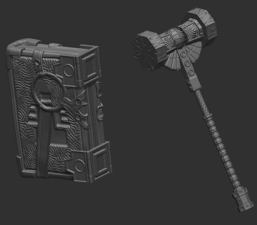 Paladin knight in armor with hammer Low-poly 3D model_6