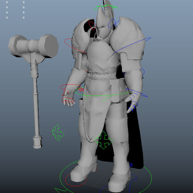 Paladin knight in armor with hammer Low-poly 3D model_8